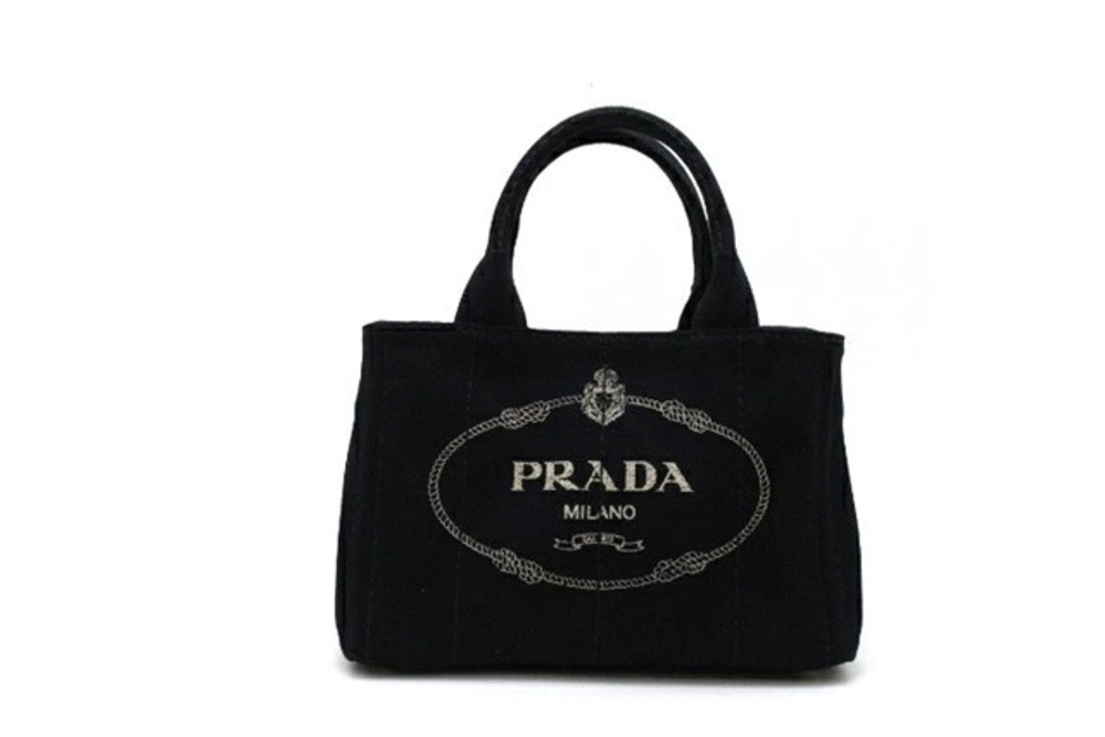 Prada Canapa 2way Shoulder Bag Canvas Black